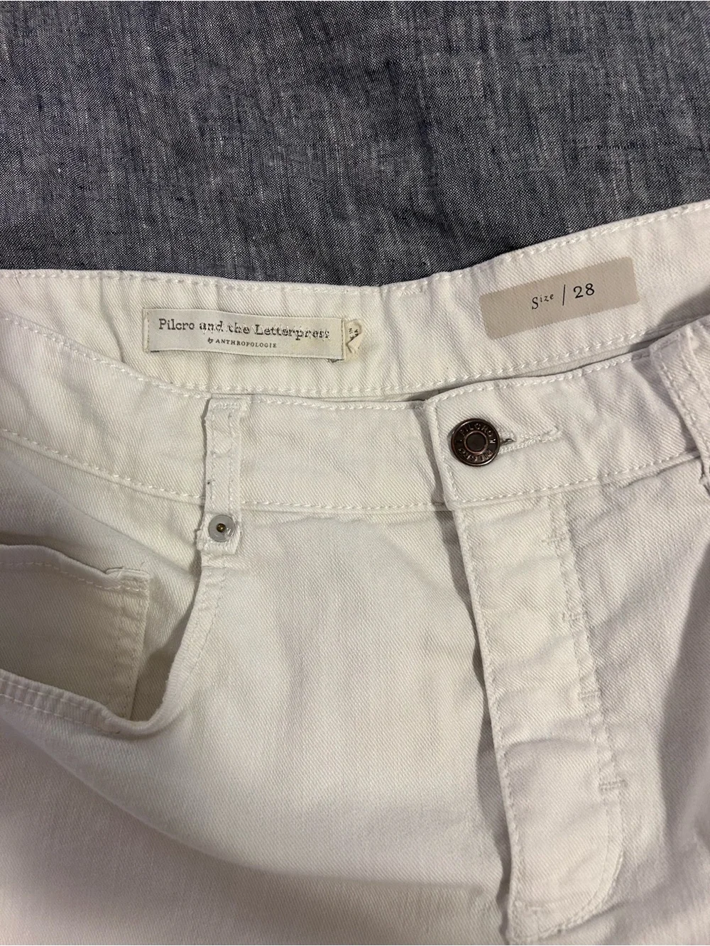 Pilcro and the Letterpress Off-White Straight-Leg Chinos with Herringbone Detail